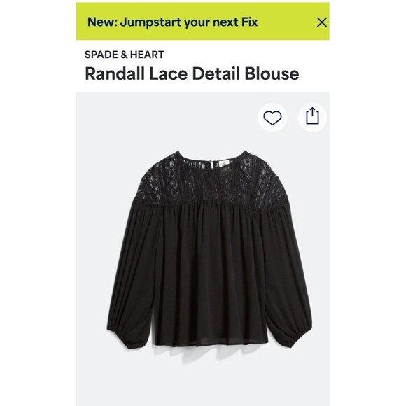 Spade & Heart Randall Lace Detail Blouse 1x Semi Sheer Black Romantic Boho - Picture 3 of 9